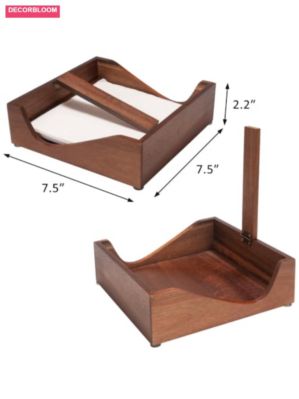 Wooden Napkin Holder Farmhouse Flat Napkin Dispenser - Picture 2 of 6